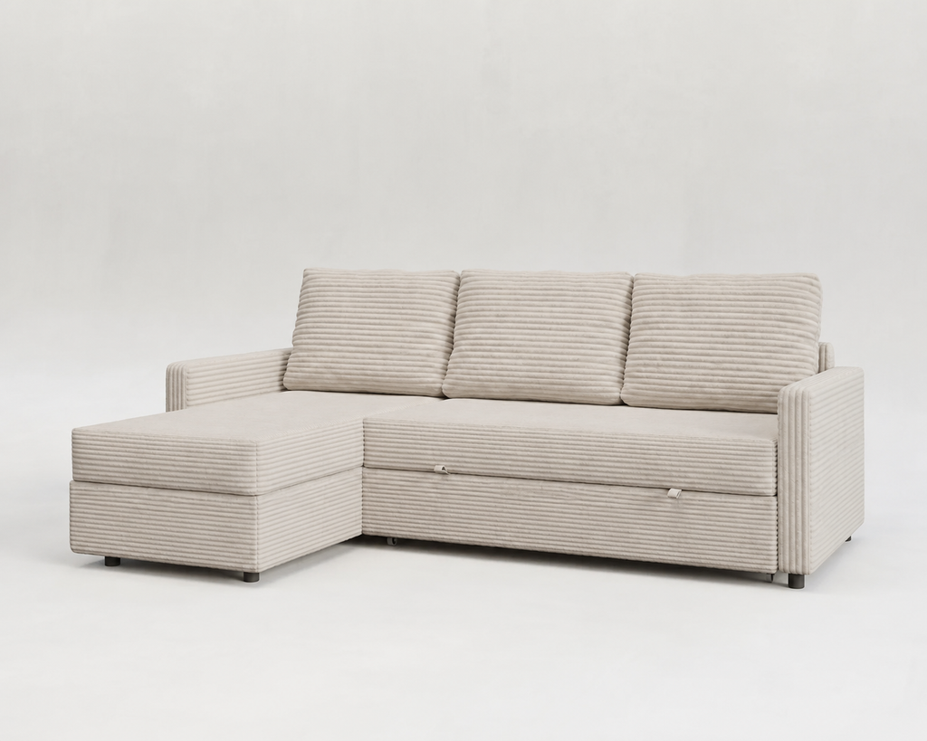 Unum | Sofá cama 3 plazas con chaislongue y almacenamiento