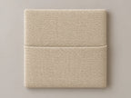 Cabecero modular tela entrelazada beige, liso con bolsillo a media altura. Módulo de 30 × 30 × 3,5 cm.