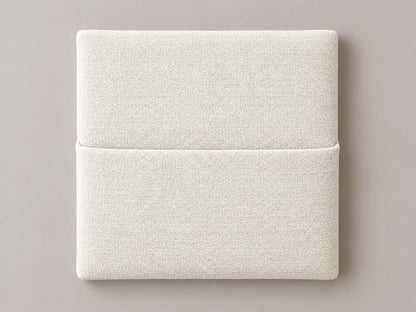 Cabecero modular tela entrelazada blanca, liso con bolsillo a media altura. Módulo de 30 × 30 × 3,5 cm.