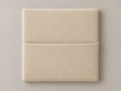 Cabecero modular tela tejida beige, liso con bolsillo a media altura. Módulo de 30 × 30 × 3,5 cm.