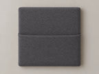Cabecero modular tela tejida gris, liso con bolsillo a media altura. Módulo de 30 × 30 × 3,5 cm.