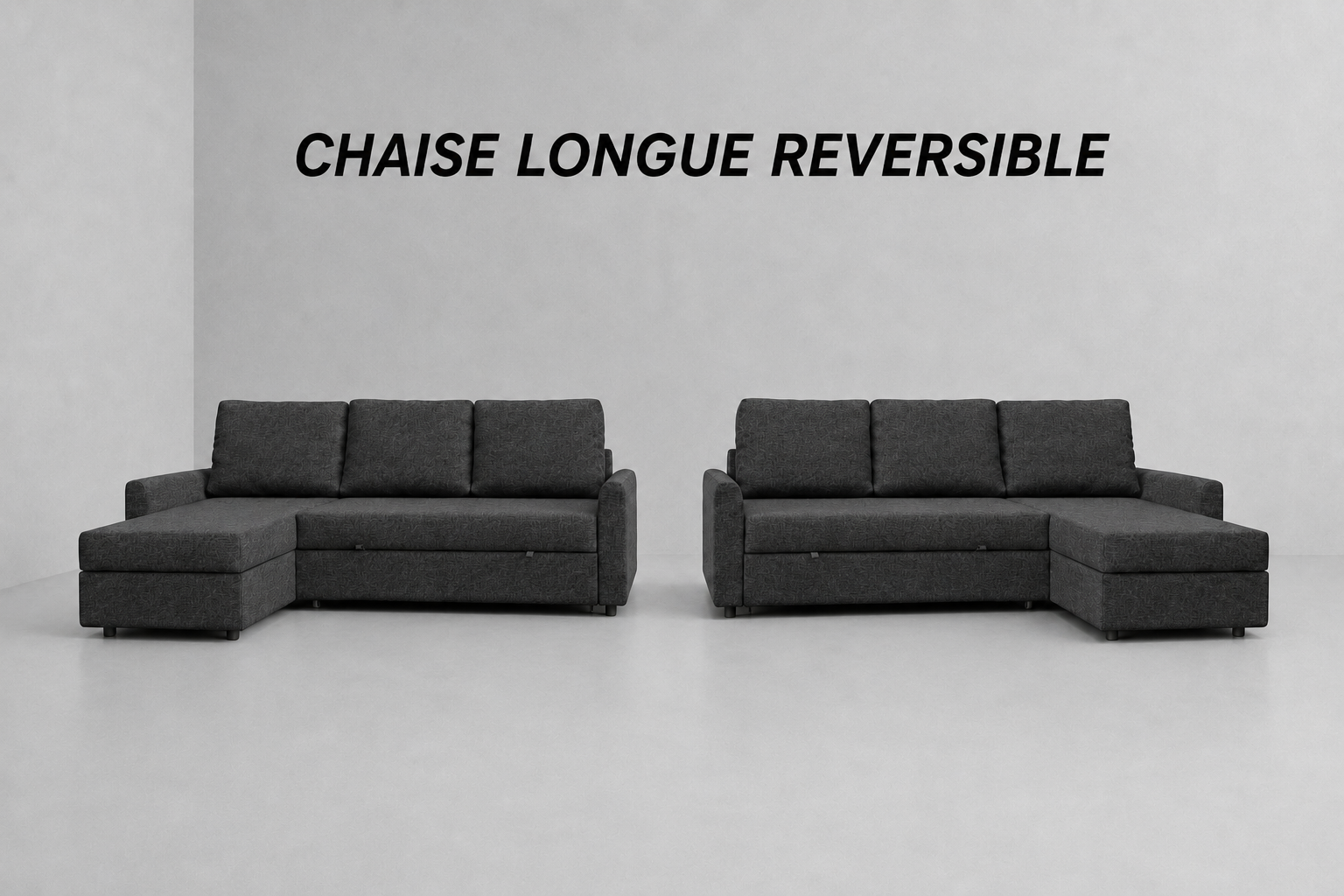 Duo | Sofá cama con chaiselongue y almacenamiento