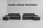 Tria | Sofá cama con chaiselongue y almacenamiento