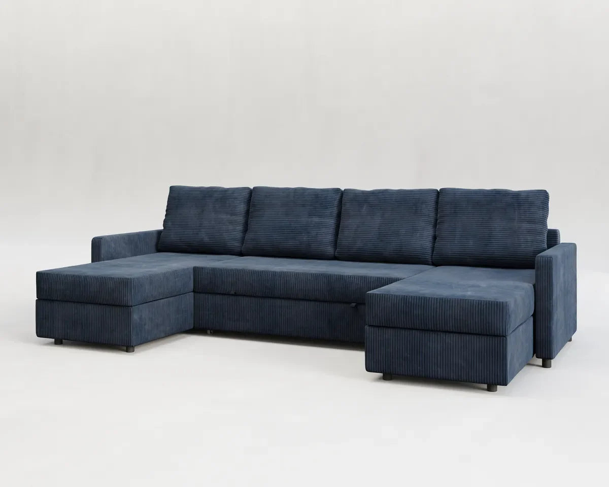 Sette | Sofá cama con chaislongue panorámica y doble almacenamiento