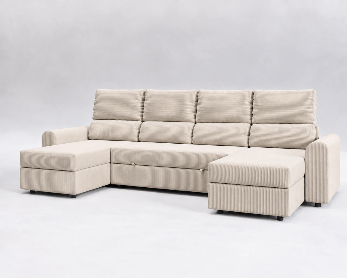 Sofá cama panorámico Nove reclinable cerrado - Pana blanca