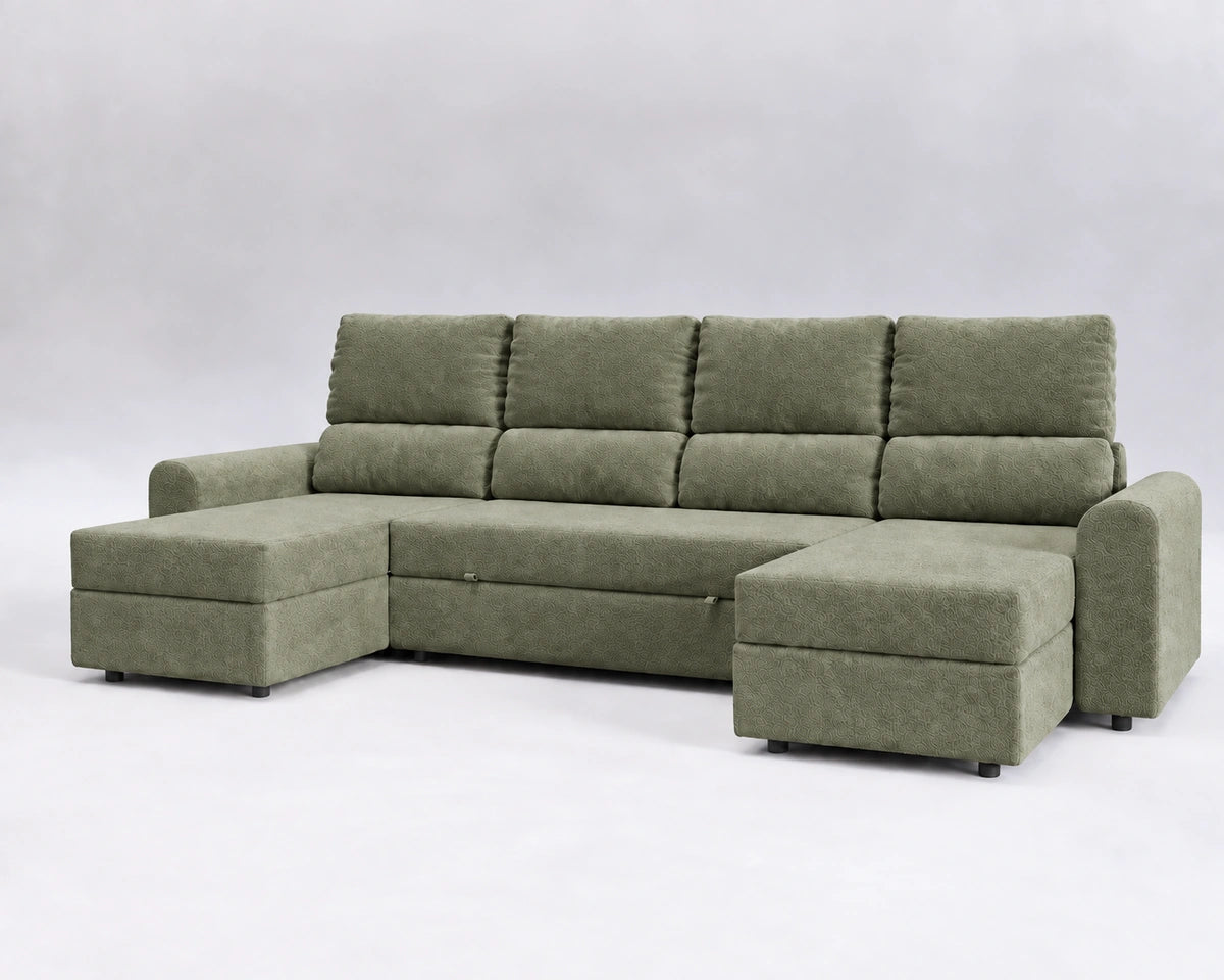 Sofá cama panorámico Nove reclinable cerrado - Nube verde