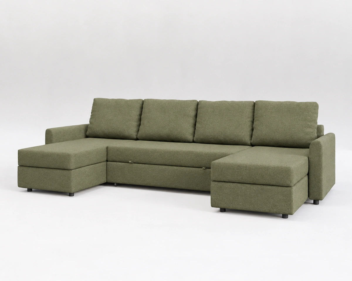 Sofá Otto, nube verde, respaldo normal, cerrado