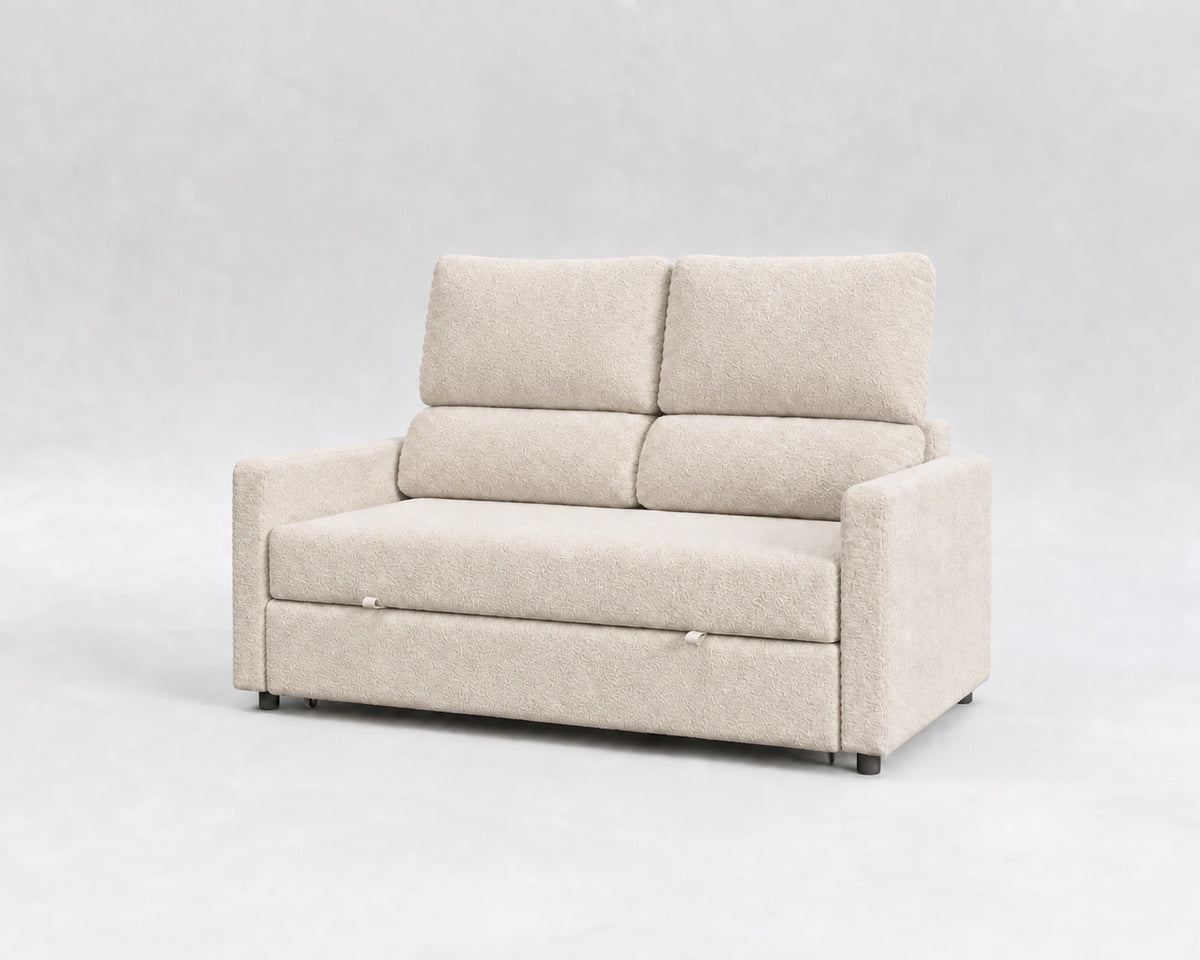 Sofá Quattro, nube blanca, respaldo reclinable, cerrado