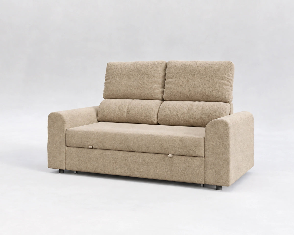 Sofá Sei, nube beige, respaldo reclinable, cerrado