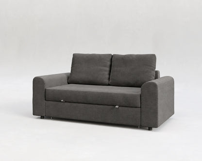 Sofá Sei, tela entrelazada gris, respaldo normal, cerrado