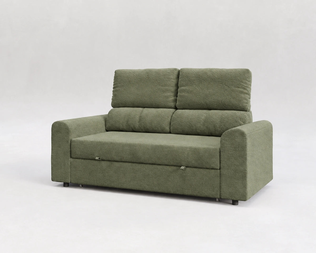 Sofá Sei, nube verde, respaldo reclinable, cerrado