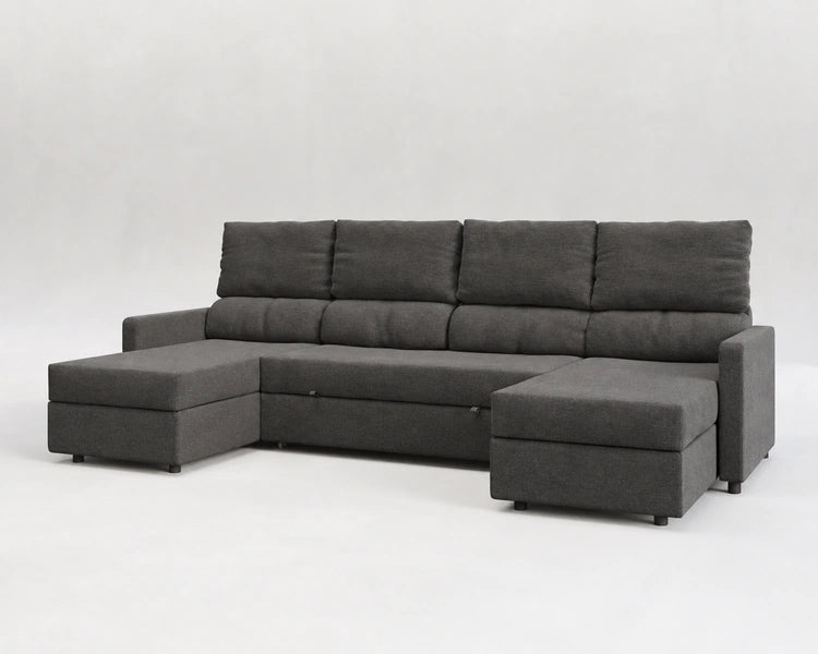 SETTE sofá cama panorámico reclinable cerrado – Tela entrelazada gris