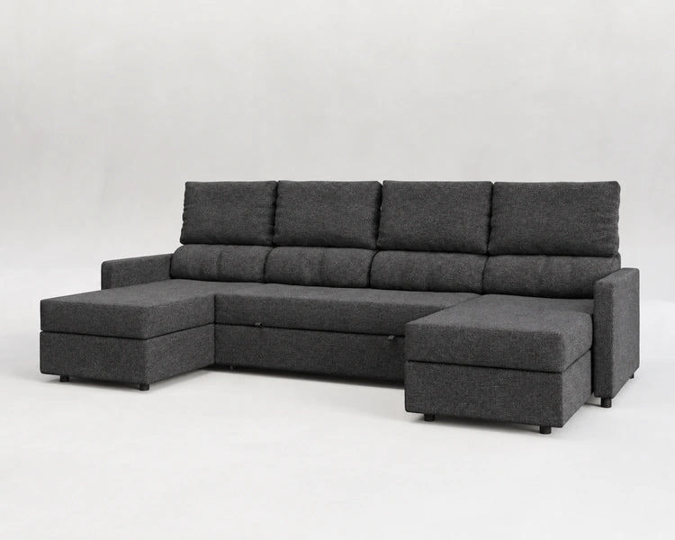 SETTE sofá cama panorámico reclinable cerrado – Tela tejida gris