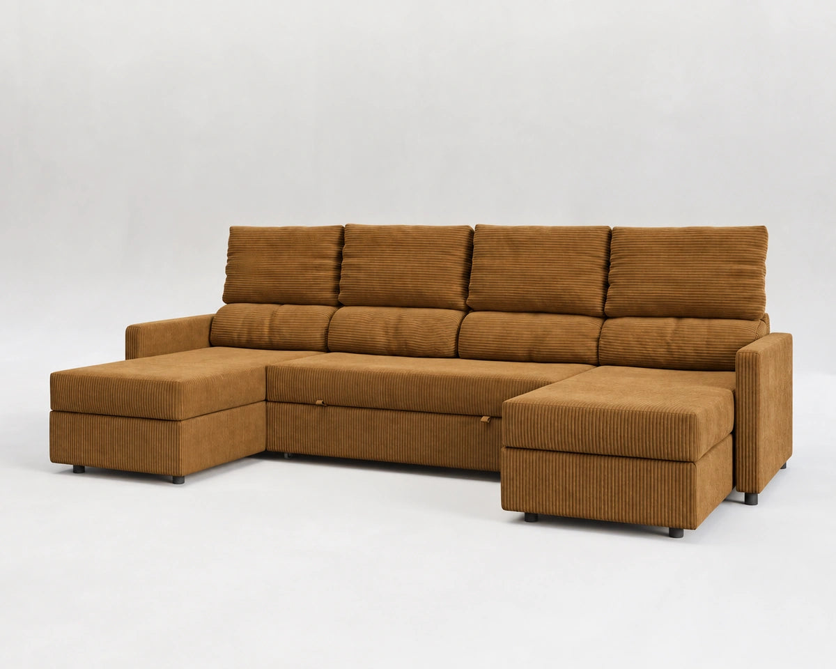SETTE sofá cama panorámico reclinable cerrado – Pana marrón
