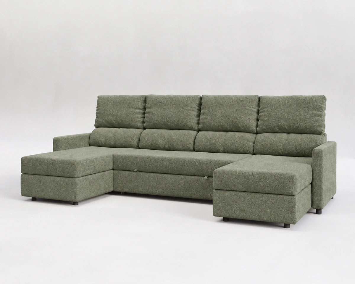 SETTE sofá cama panorámico reclinable cerrado – Nube verde