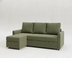Sofá cama 3 plazas chaislongue almacenamiento modelo Duo tapizado en tela Nube color verde - La Siesta