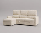 Sofá cama chaislongue almacenamiento 3 plazas reclinable modelo Duo tapizado en tela Nube color blanco - La Siesta