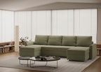 Sofá cama chaislongue panorámica  modelo Otto tapizao en tela Nube color verde - La Siesta