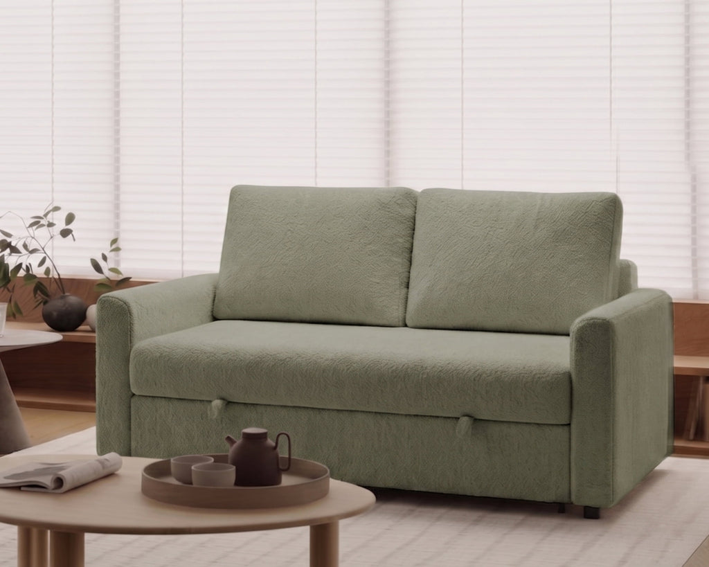 Sofá extensible modelo Cinque tapizado en tela Nube color verde - La Siesta