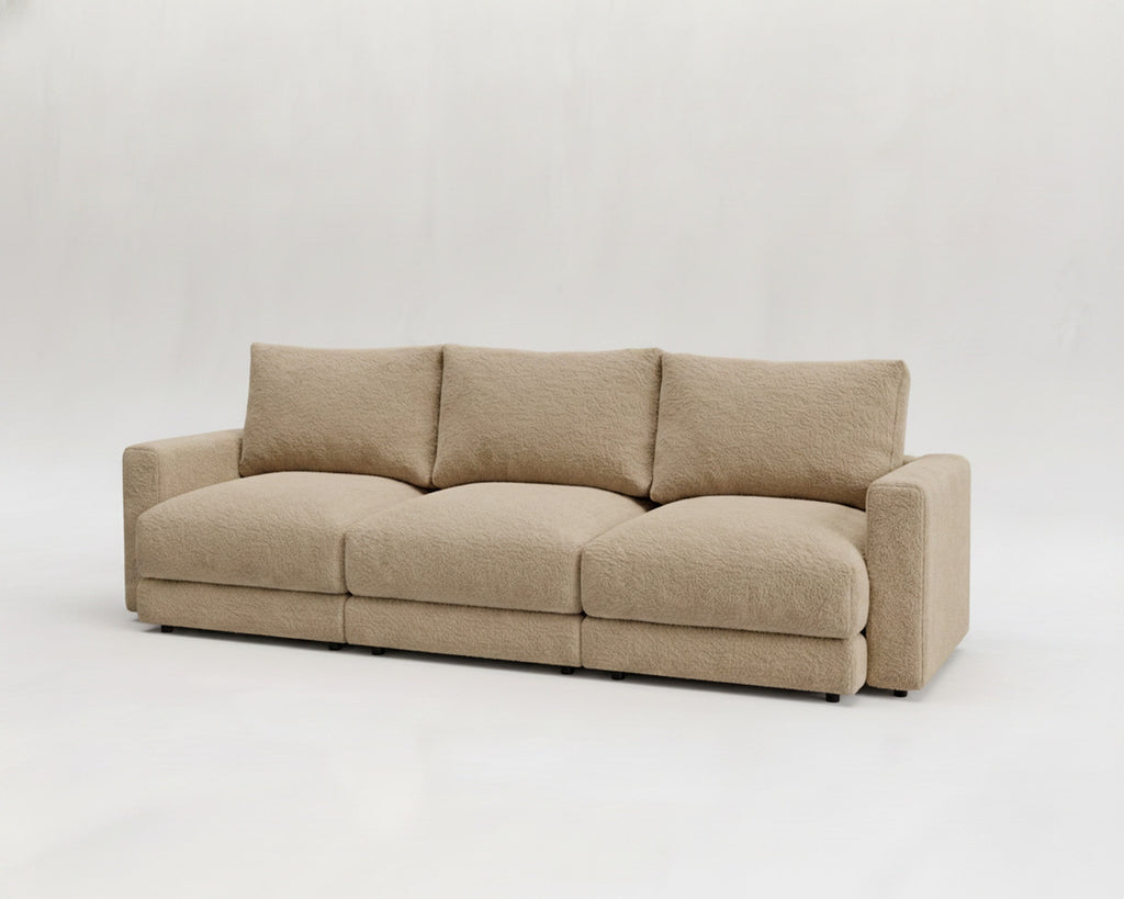 Sofá modular 3 módulos personalizable modelo Modular tapizado en tela Nube color beige - La Siesta