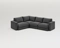 Sofá modular rinconero en L, composición L-1-2, tela entrelazada gris, 4 módulos incluidas las rinconeras