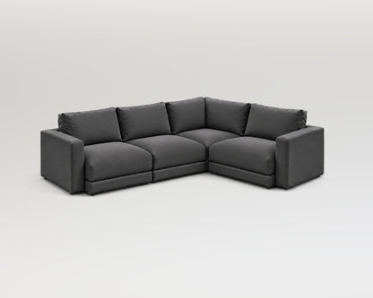 Sofá modular rinconero en L, composición L-2-1, tela entrelazada gris, 4 módulos incluidas las rinconeras