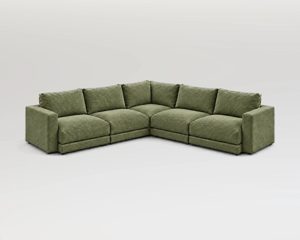 Sofá modular rinconero en L, L-2-2, nube verde