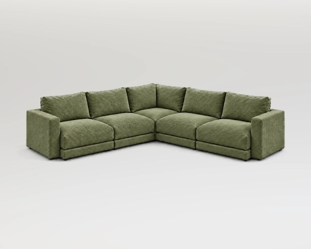 Sofá modular rinconero en L, L-2-2, nube verde