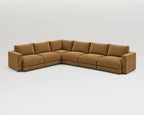 Sofá modular rinconero en L, L-2-3, pana fina marrón