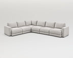 Sofá modular rinconero en L, L-2-3, tela entrelazada blanca