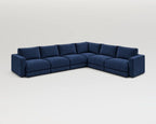 Sofá modular rinconero en L, L-3-2, pana fina azul