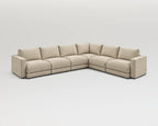 Sofá modular rinconero en L, L-3-2, tela entrelazada beige