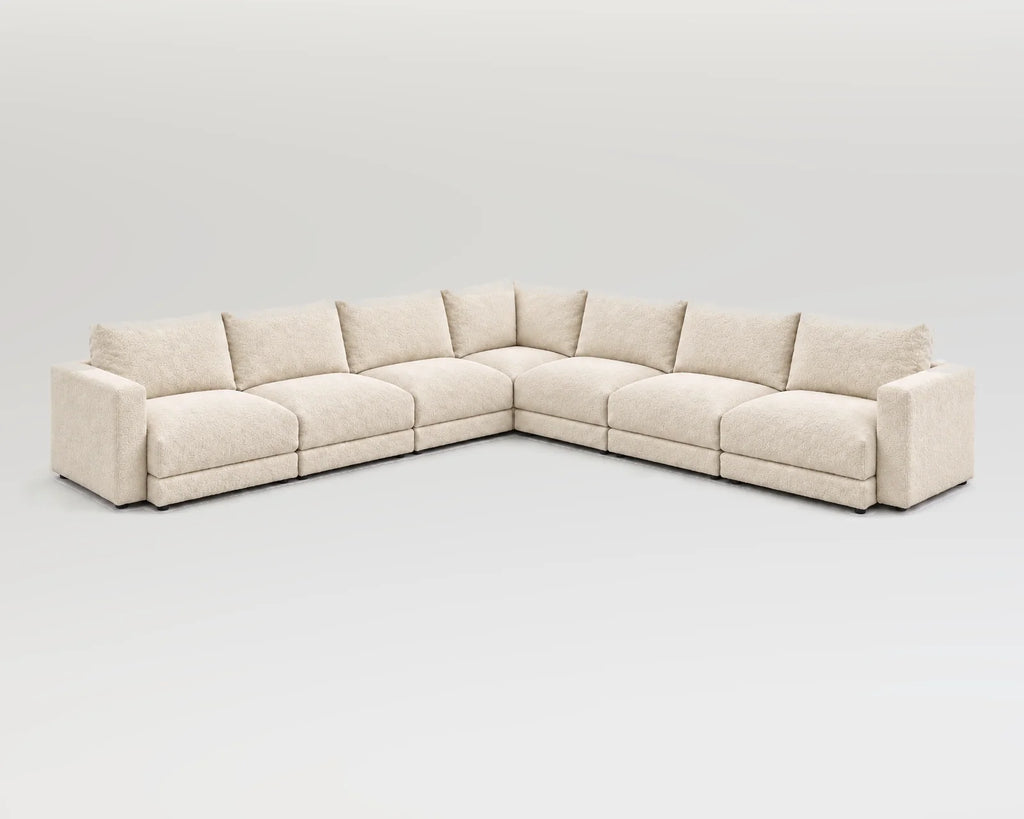 Sofá modular rinconero en L, L-3-3, nube blanca