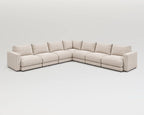Sofá modular rinconero en L, L-3-3, pana gruesa blanca