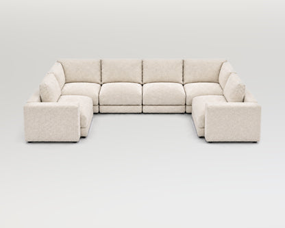 Sofá modular rinconero en U, composición U-1-2-1, nube blanca, 6 módulos incluidas las rinconeras