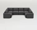 Sofá modular rinconero en U, composición U-1-2-1, tela entrelazada gris, 6 módulos incluidas las rinconeras