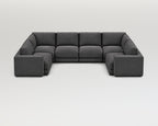 Sofá modular rinconero en U, composición U-1-2-1, tela entrelazada gris, 6 módulos incluidas las rinconeras