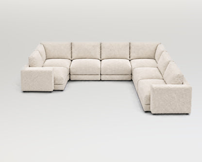 Sofá modular rinconero en U, composición U-1-2-2, nube blanca, 7 módulos incluidas las rinconeras