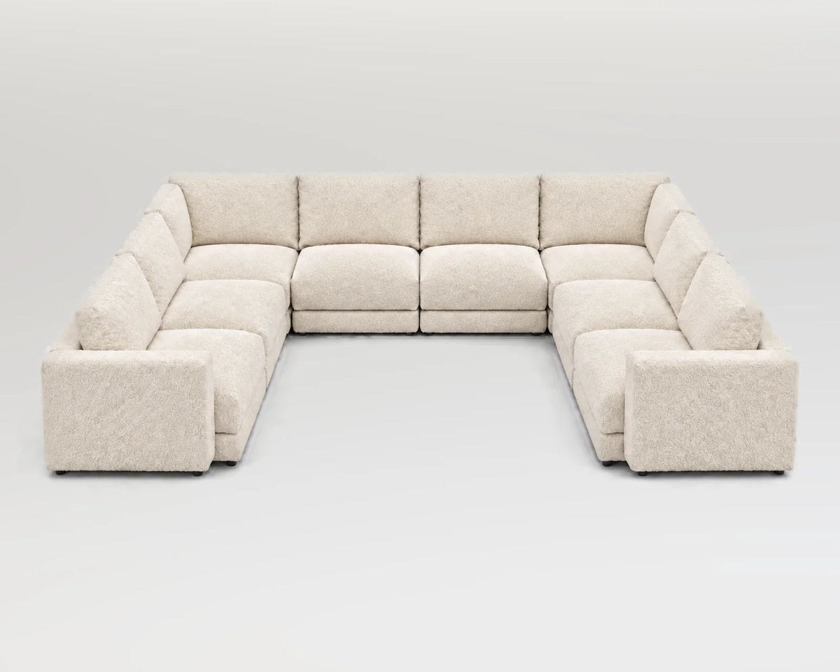 Sofá modular rinconero en U, U-2-2-2, nube blanca