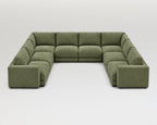 Sofá modular rinconero en U, U-2-2-2, nube verde