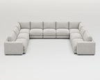 Sofá modular rinconero en U, U-2-3-2, tela entrelazada blanca