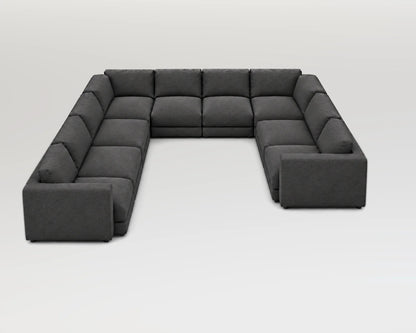 Sofá modular rinconero en U, U-3-2-2, tela entrelazada gris