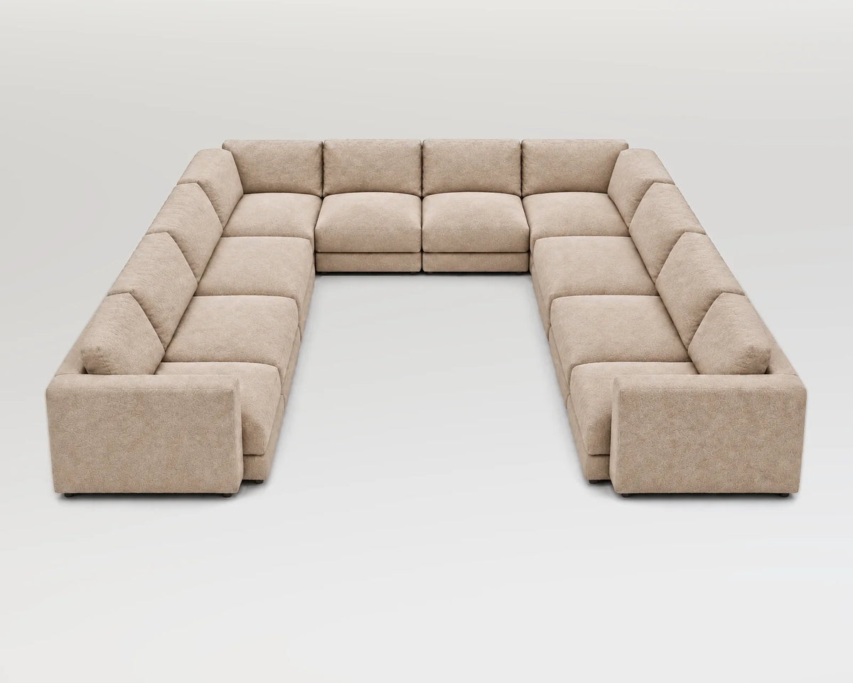 Sofá modular rinconero en U, U-3-2-3, nube beige