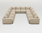 Sofá modular rinconero en U, U-3-2-3, tela entrelazada beige