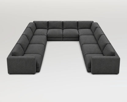 Sofá modular rinconero en U, U-3-2-3, tela entrelazada gris