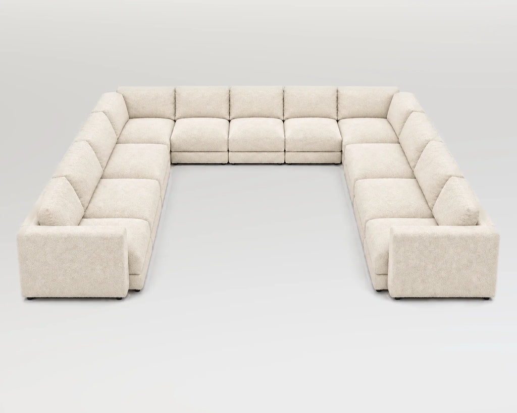 Sofá modular rinconero en U, U-3-3-3, nube blanca