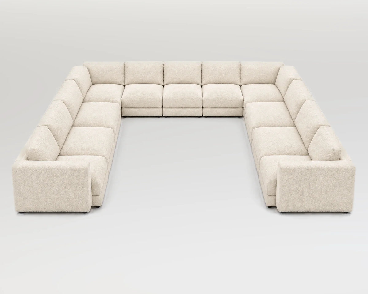 Sofá modular rinconero en U, U-3-3-3, nube blanca