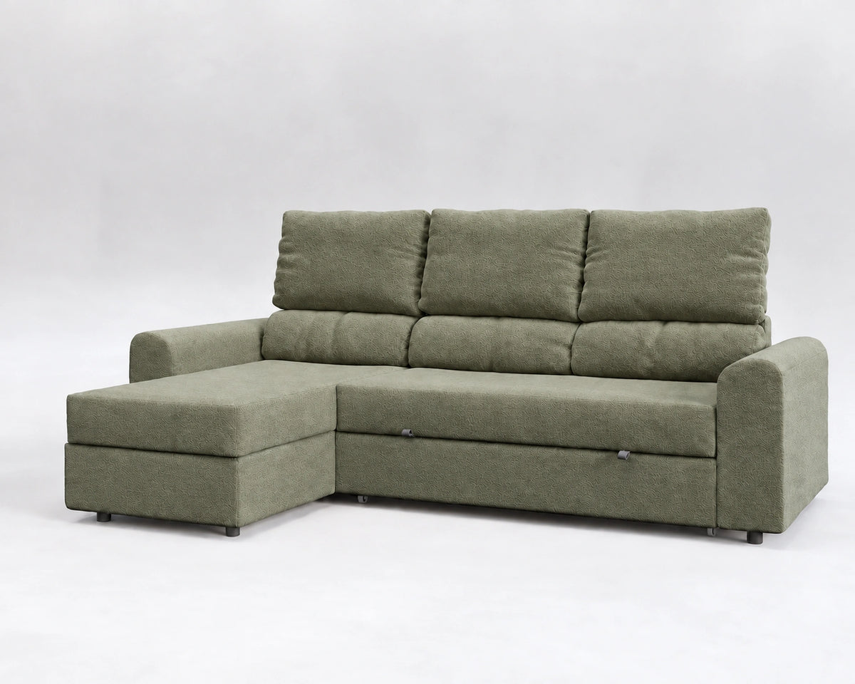 TRIA sofá cama rinconero reclinable cerrado – Nube verde