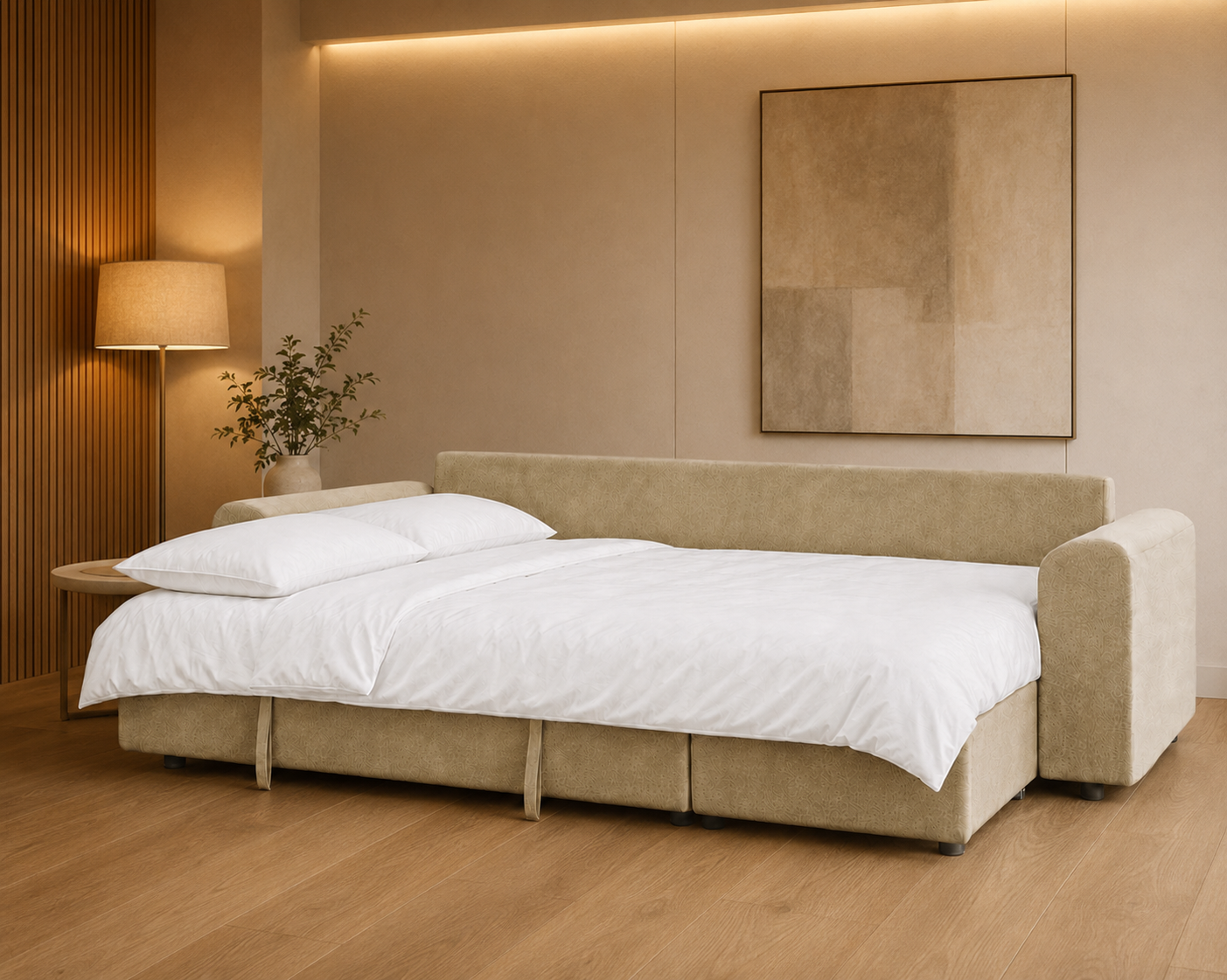 Tria | Sofá cama con chaiselongue y almacenamiento