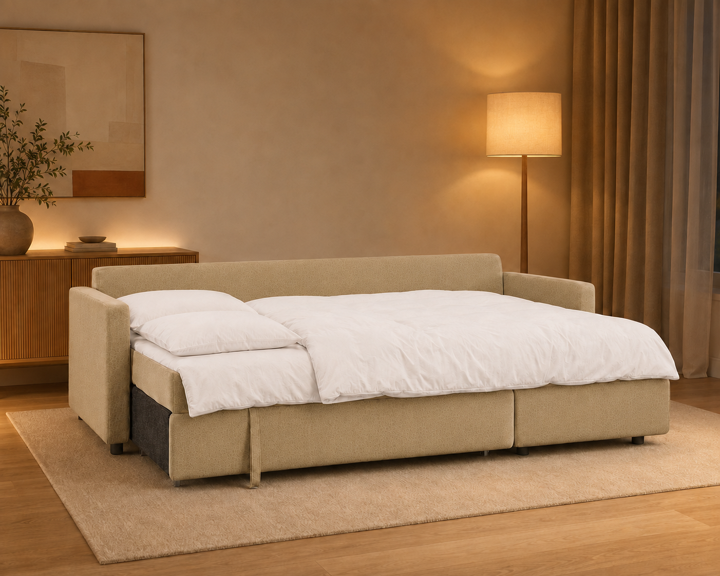 Unum | Sofá cama 3 plazas con chaislongue y almacenamiento